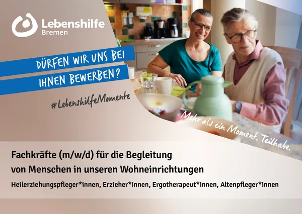 Fachkräfte (m/w/d) für die Begleitung  von Menschen in unseren Wohneinrichtungen 