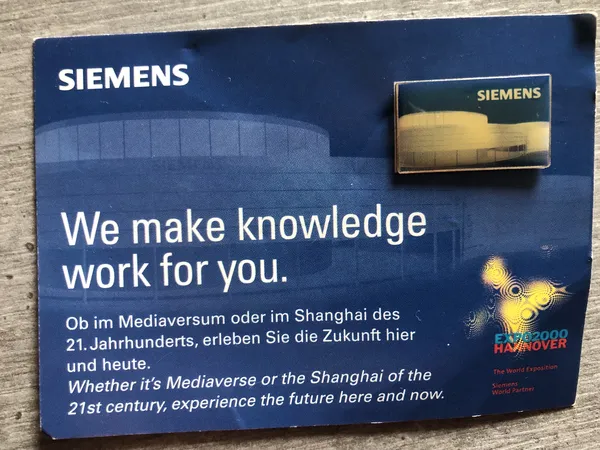 Siemens Metall Firmen-Pin Expo 2000 -Rarität- 